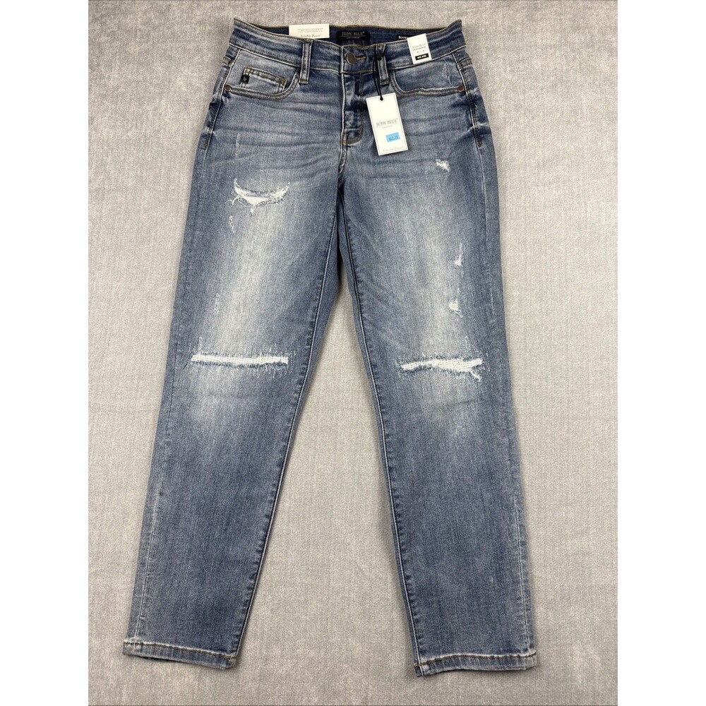 Judy Blue Boyfriend Fit Jeans Women’s 7/28 Distressed Mid Rise Stretch New